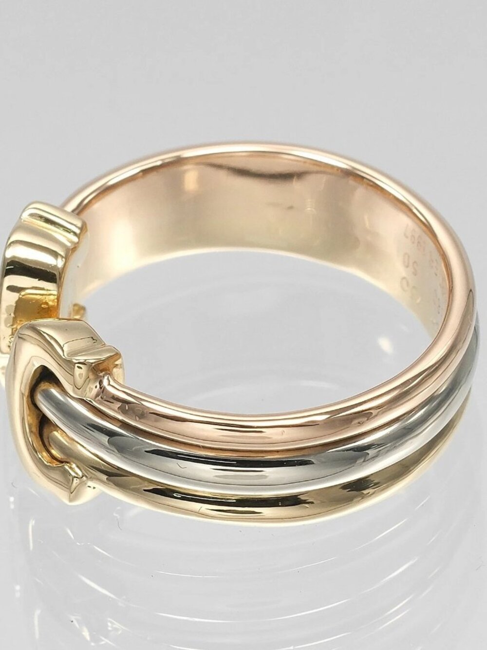 CARTIER 2C three color Ring K18 Gold (YGxPGxWG) #5.1(US Size) 4.83g Women - Picture 6 of 10